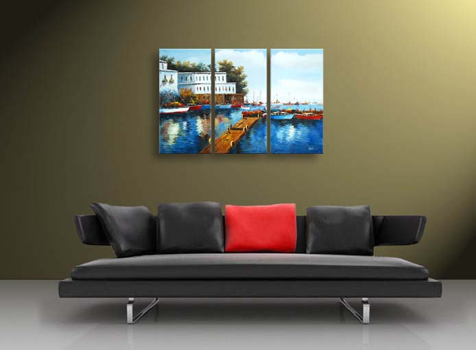 A23 - 60" FRAMED ABSTRACT MODERN Landscape ART OIL PAINTING
