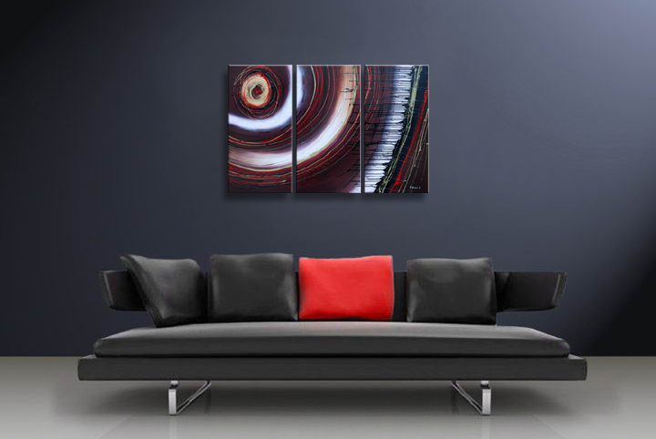 A232 - 60" FRAMED ABSTRACT MODERN Contemporary ART OIL PAINTING