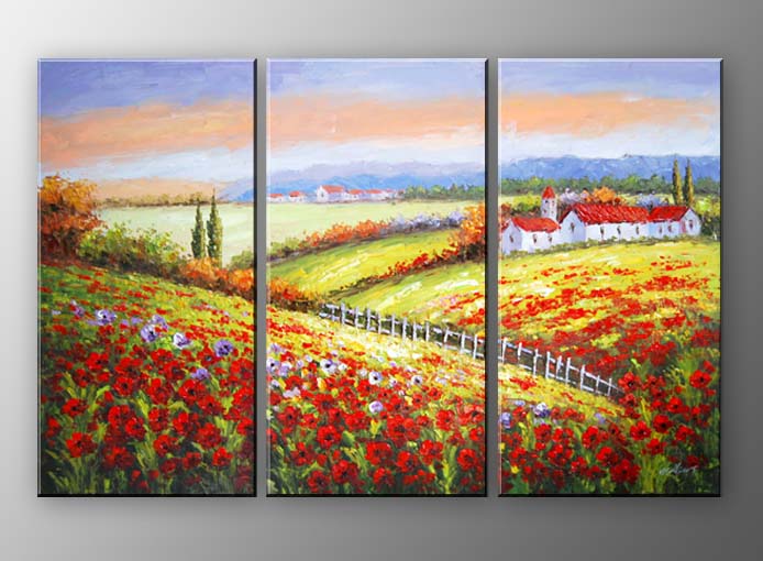 A28 - 60" FRAMED ABSTRACT MODERN Landscape ART OIL PAINTING