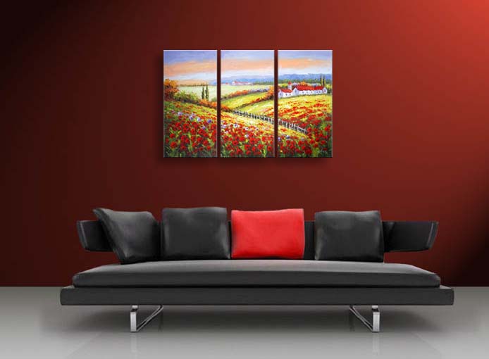 A28 - 60" FRAMED ABSTRACT MODERN Landscape ART OIL PAINTING