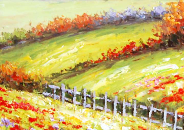 A28 - 60" FRAMED ABSTRACT MODERN Landscape ART OIL PAINTING