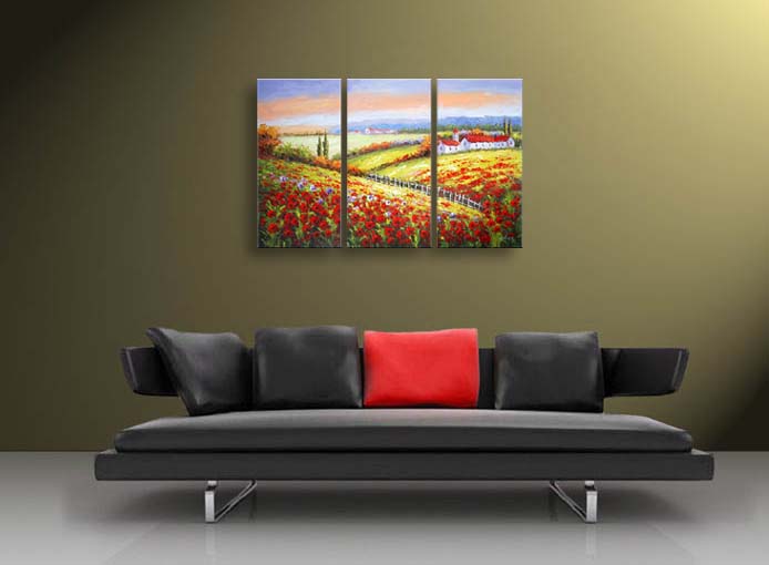 A28 - 60" FRAMED ABSTRACT MODERN Landscape ART OIL PAINTING