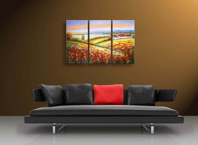 A28 - 60" FRAMED ABSTRACT MODERN Landscape ART OIL PAINTING