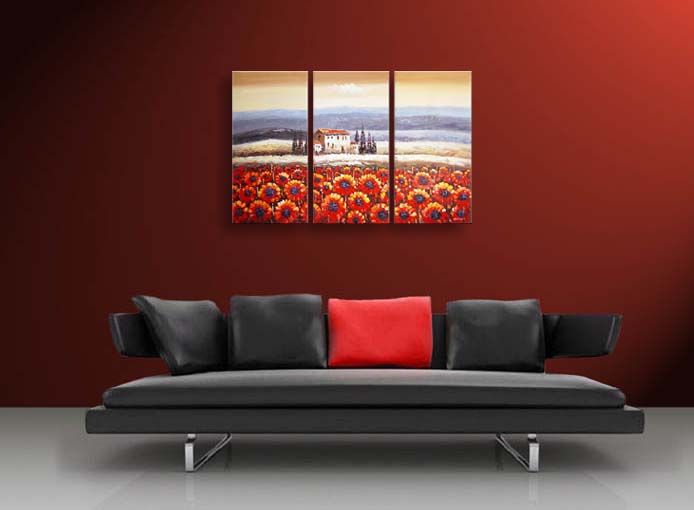 A29 - 60" FRAMED ABSTRACT MODERN Landscape ART OIL PAINTING