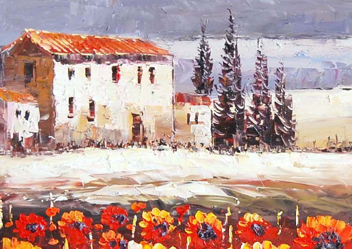A29 - 60" FRAMED ABSTRACT MODERN Landscape ART OIL PAINTING