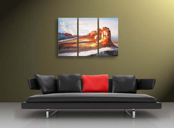 A31 - 60" FRAMED ABSTRACT MODERN Landscape ART OIL PAINTING