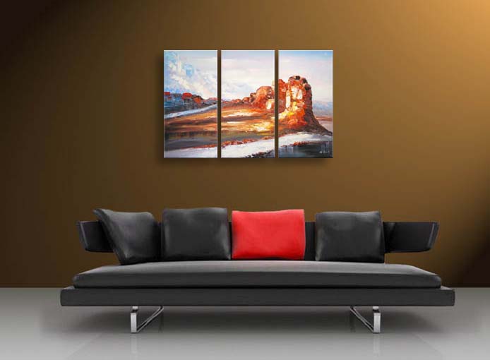 A31 - 60" FRAMED ABSTRACT MODERN Landscape ART OIL PAINTING