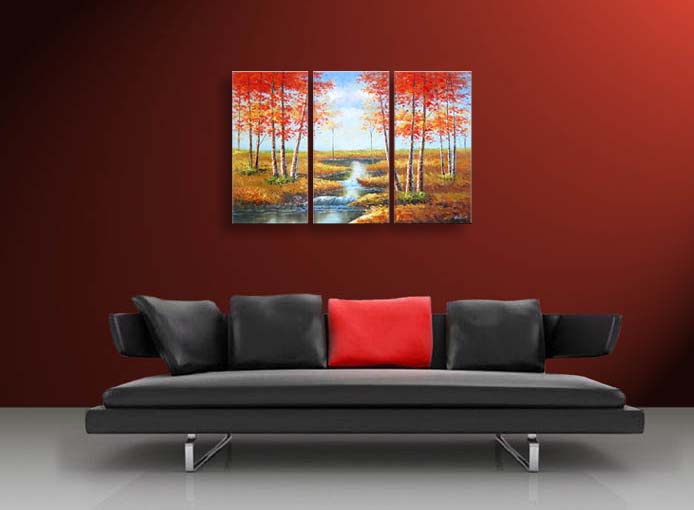 A38 - 60" FRAMED ABSTRACT MODERN Landscape ART OIL PAINTING