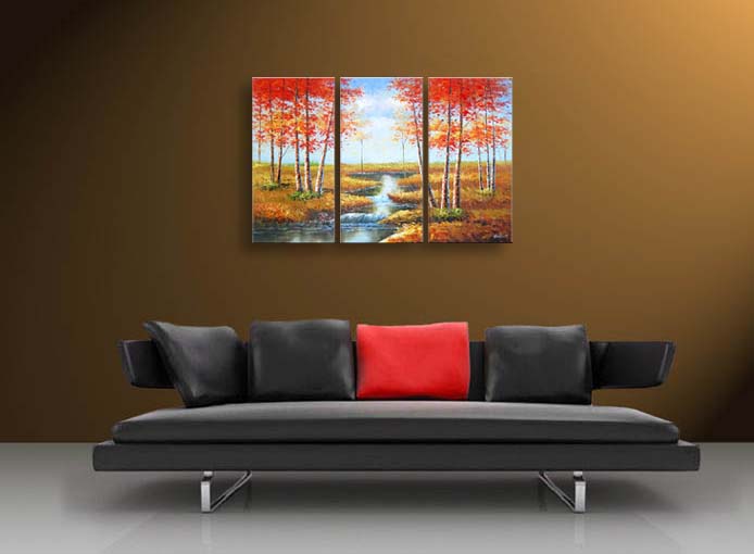 A38 - 60" FRAMED ABSTRACT MODERN Landscape ART OIL PAINTING