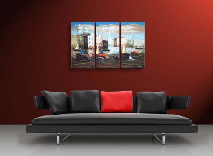A49 - 60" FRAMED ABSTRACT MODERN Landscape ART OIL PAINTING