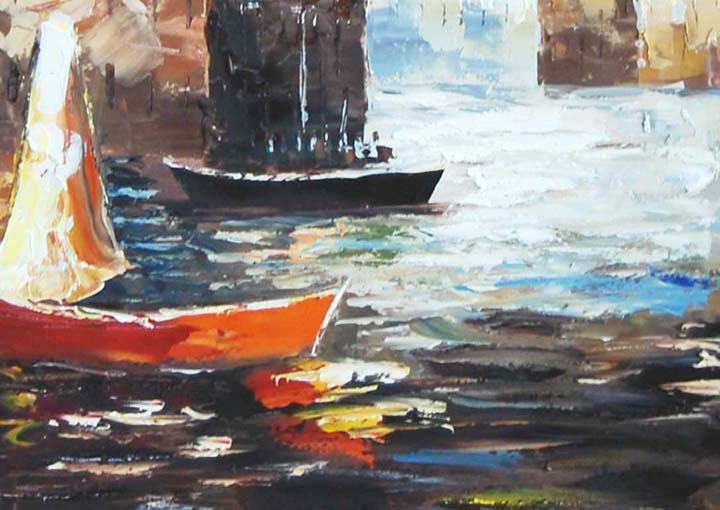 A49 - 60" FRAMED ABSTRACT MODERN Landscape ART OIL PAINTING