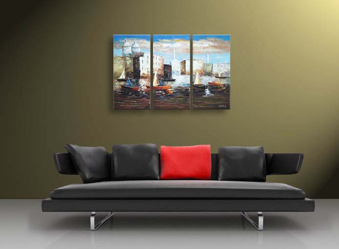 A49 - 60" FRAMED ABSTRACT MODERN Landscape ART OIL PAINTING