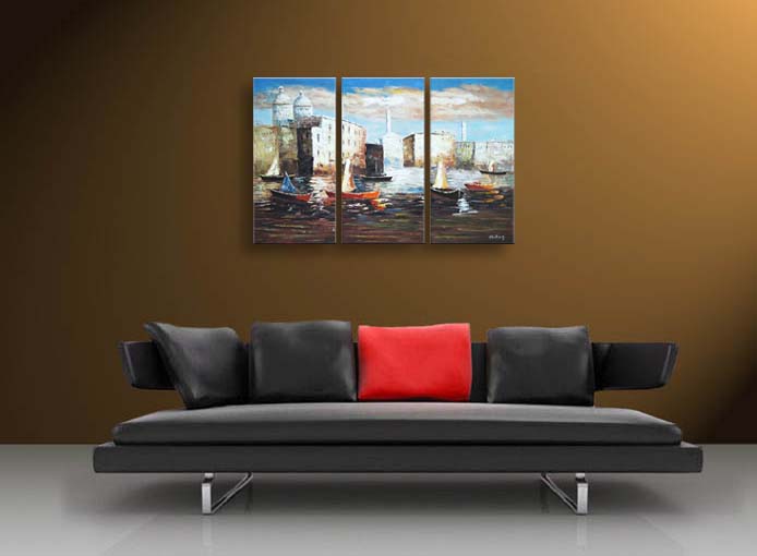 A49 - 60" FRAMED ABSTRACT MODERN Landscape ART OIL PAINTING