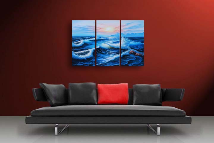 A5 - 60" FRAMED ABSTRACT MODERN ART OIL Seascape PAINTING