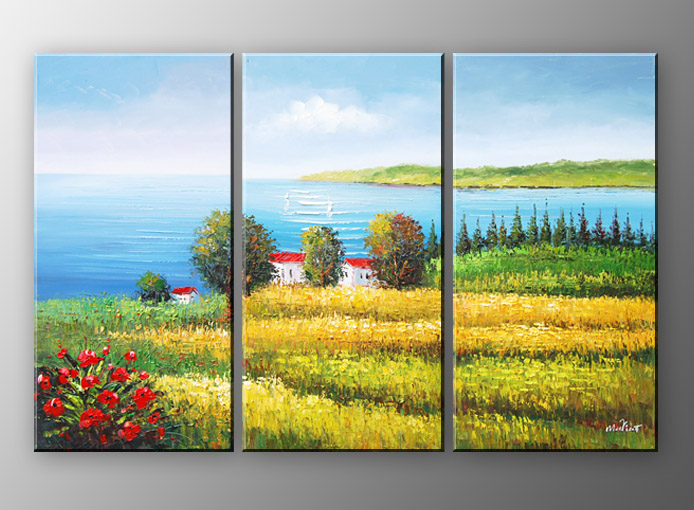 A52 - 60" FRAMED ABSTRACT MODERN Landscape ART OIL PAINTING