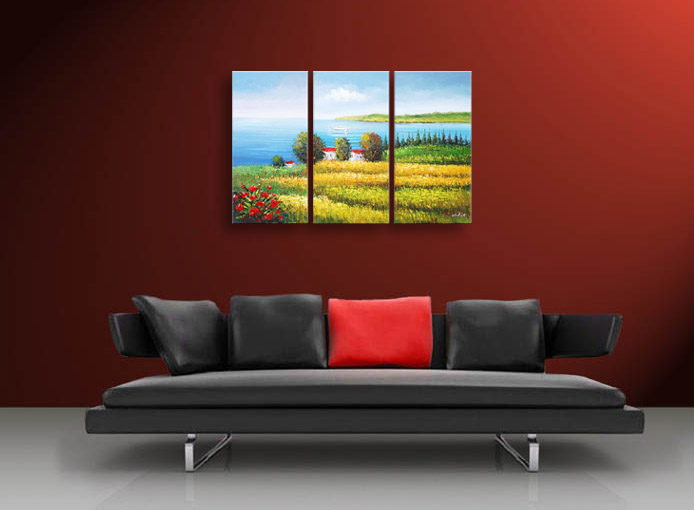 A52 - 60" FRAMED ABSTRACT MODERN Landscape ART OIL PAINTING