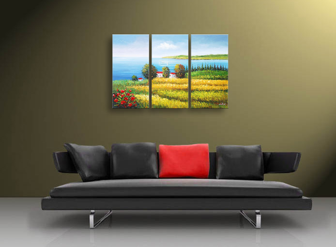 A52 - 60" FRAMED ABSTRACT MODERN Landscape ART OIL PAINTING