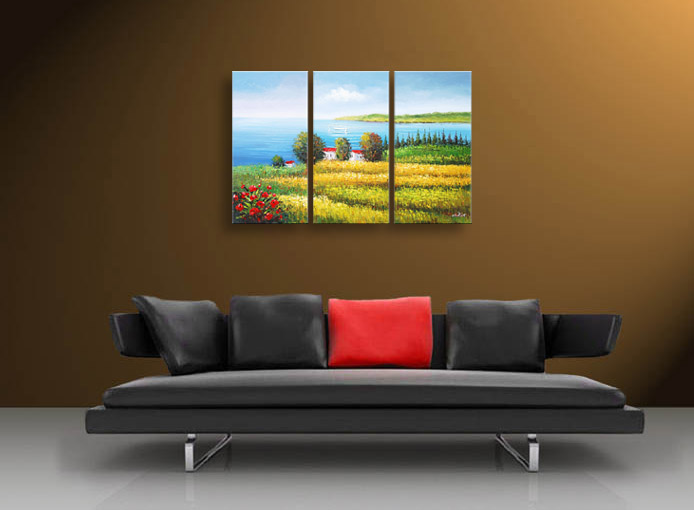 A52 - 60" FRAMED ABSTRACT MODERN Landscape ART OIL PAINTING