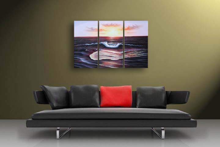 A6 - 60" FRAMED ABSTRACT MODERN ART OIL Seascape PAINTING