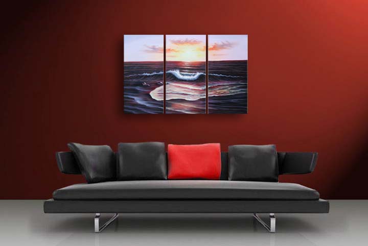 A6 - 60" FRAMED ABSTRACT MODERN ART OIL Seascape PAINTING