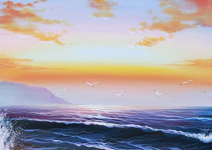 A8 - 60" FRAMED ABSTRACT MODERN Landscape ART OIL PAINTING