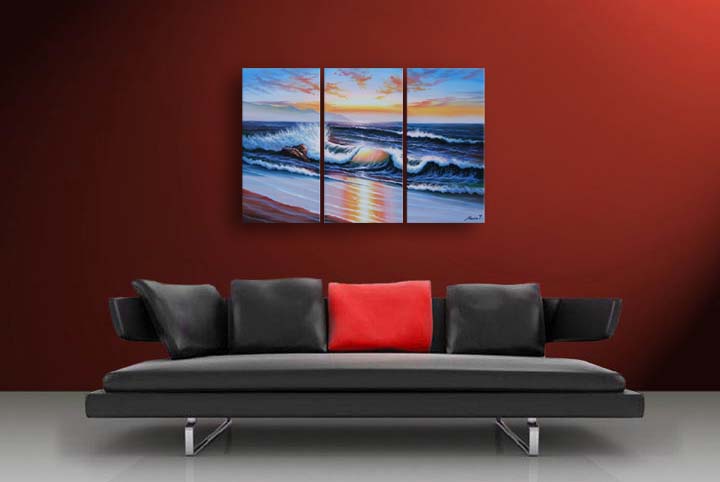 A8 - 60" FRAMED ABSTRACT MODERN ART OIL Seascape PAINTING