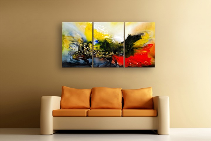 B145 - 72" FRAMED ORIGINAL MODERN ABSTRACT ART OIL PAINTING