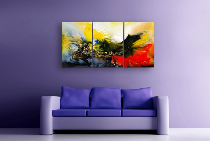 B145 - 72" FRAMED ORIGINAL MODERN ABSTRACT ART OIL PAINTING