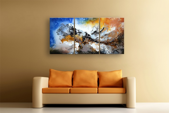 B232 - 72" FRAMED ORIGINAL MODERN ABSTRACT ART OIL PAINTING
