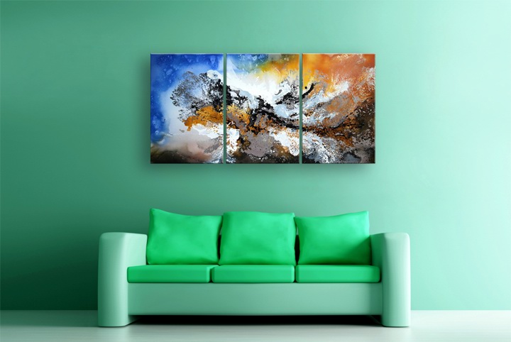 B232 - 72" FRAMED ORIGINAL MODERN ABSTRACT ART OIL PAINTING