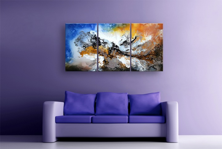 B232 - 72" FRAMED ORIGINAL MODERN ABSTRACT ART OIL PAINTING