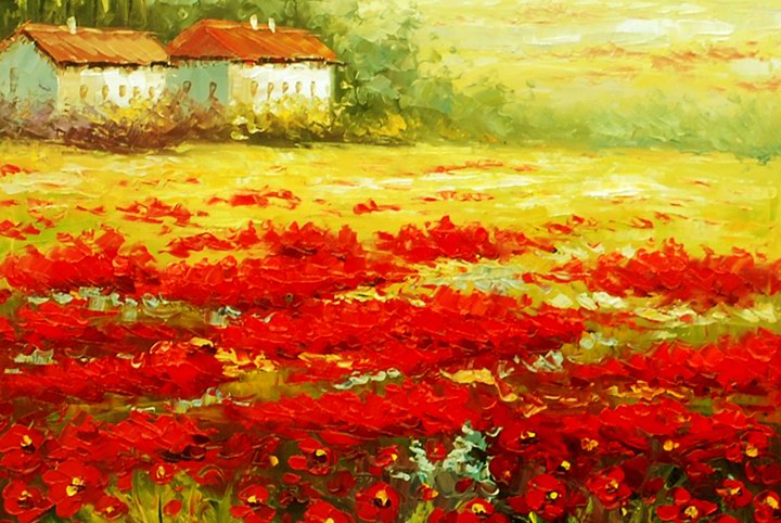 B308 - 72" FRAMED LANDSCAPE ORIGINAL MODERN ABSTRACT ART OIL PAINTING