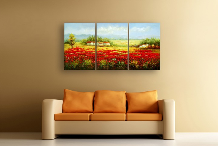 B308 - 72" FRAMED LANDSCAPE ORIGINAL MODERN ABSTRACT ART OIL PAINTING