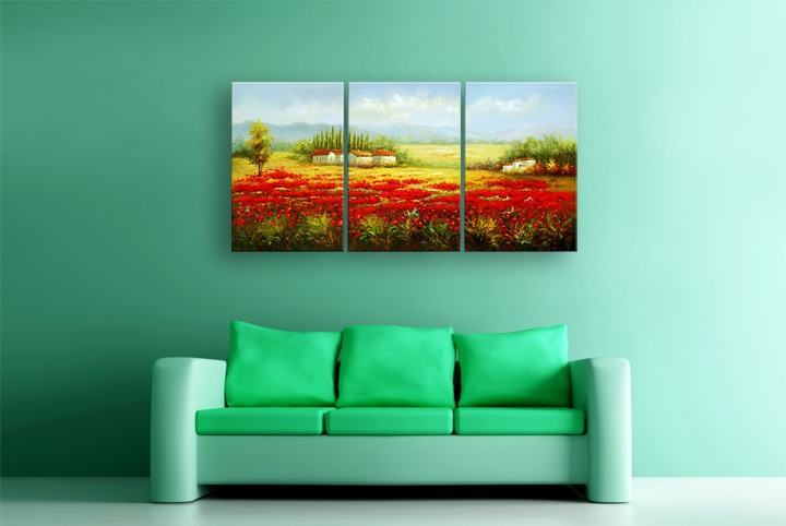 B308 - 72" FRAMED LANDSCAPE ORIGINAL MODERN ABSTRACT ART OIL PAINTING