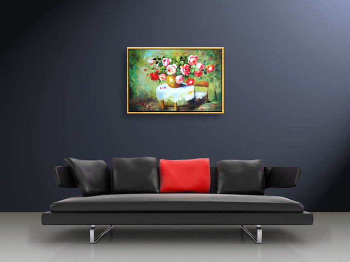 D096 - 37" FRAMED vincent van gogh sunflowers Art OIL PAINTING