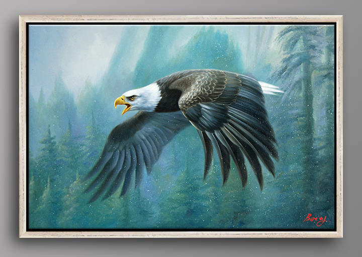 D279 - 37" FRAMED MODERN Forest Tree Landscape ART OIL PAINTING