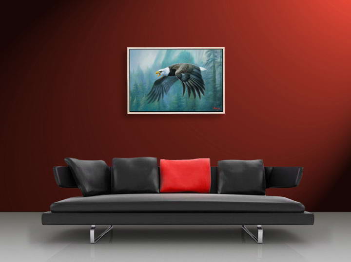 D279 - 37" FRAMED MODERN Forest Tree Landscape ART OIL PAINTING