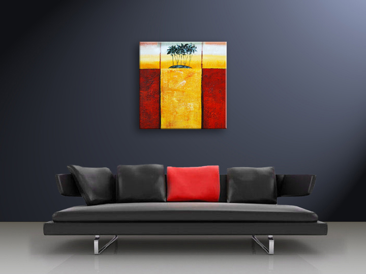 D445 - 32x32" FRAMED ABSTRACT MODERN SQUARE FINE ART OIL PAINTING