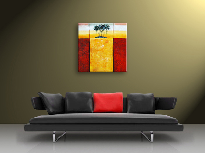 D445 - 32x32" FRAMED ABSTRACT MODERN SQUARE FINE ART OIL PAINTING