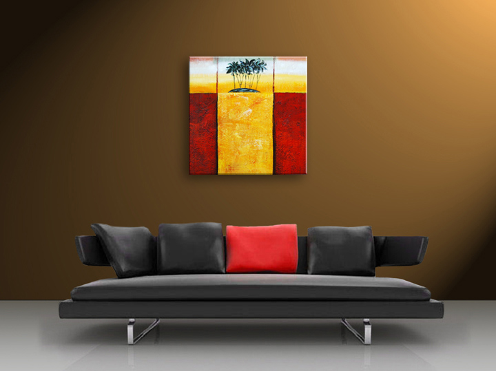 D445 - 32x32" FRAMED ABSTRACT MODERN SQUARE FINE ART OIL PAINTING