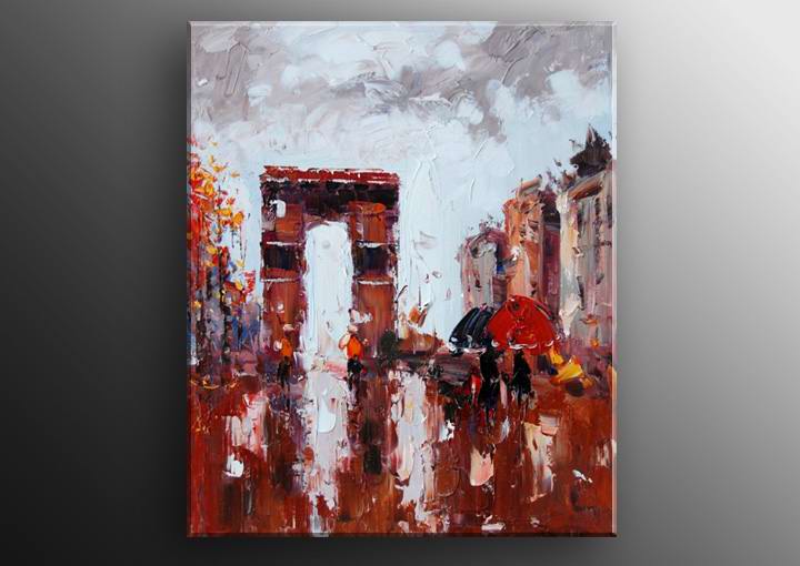 F56 - 20x24" FRAMED ABSTRACT Landscape MODERN ART OIL PAINTING