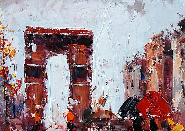 F56 - 20x24" FRAMED ABSTRACT Landscape MODERN ART OIL PAINTING