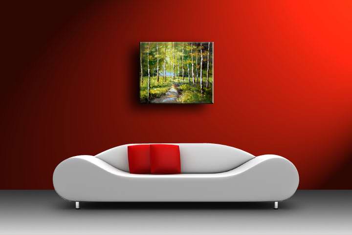 F73 - 20x24" FRAMED ABSTRACT Landscape MODERN ART OIL PAINTING 