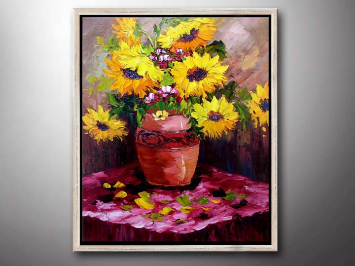 HA1030 - 20x24" FRAMED Modern IMPRESSIONIST Floral ART OIL PAINTING