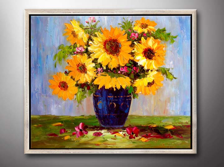 HA1032 - 20x24" FRAMED Modern IMPRESSIONIST Floral ART OIL PAINTING