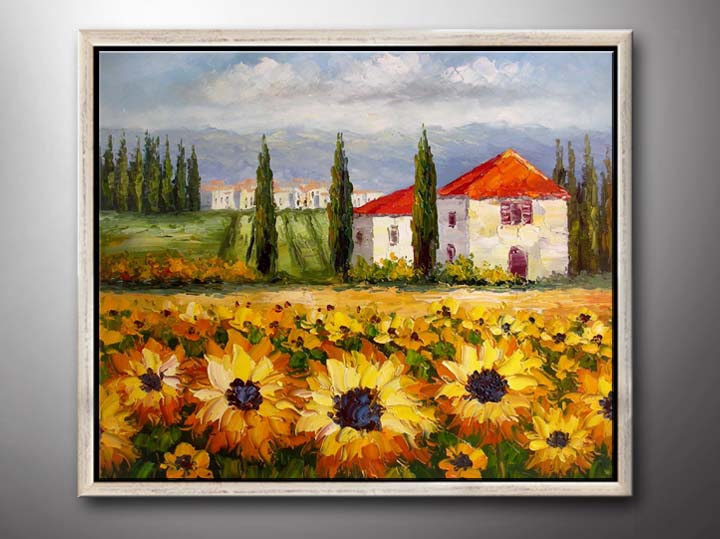 HA1045 - 20x24" FRAMED Modern IMPRESSIONIST Floral ART OIL PAINTING