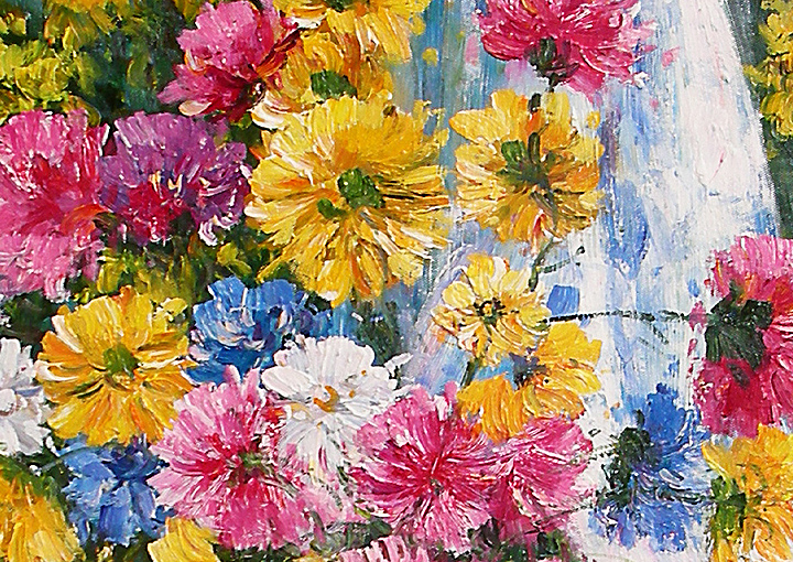 HA1046 - 20x24" FRAMED Modern IMPRESSIONIST Floral ART OIL PAINTING