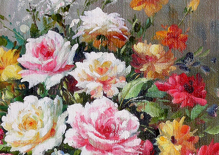 HA1065 - 20x24" FRAMED Modern IMPRESSIONIST Floral ART OIL PAINTING
