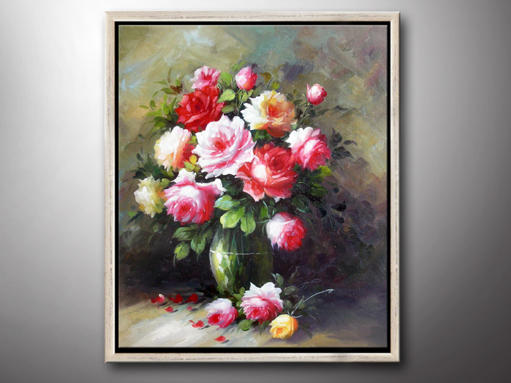 HA1071 - 20x24" FRAMED Modern IMPRESSIONIST Floral ART OIL PAINTING