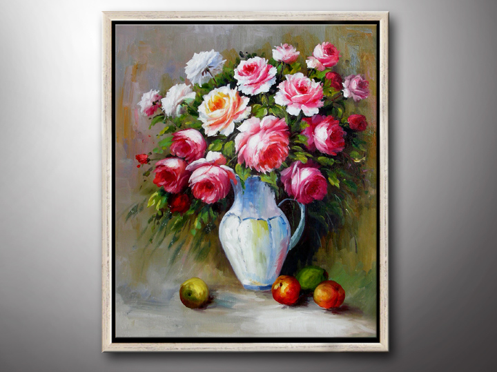 HA1072 - 20x24" FRAMED Modern IMPRESSIONIST Floral ART OIL PAINTING